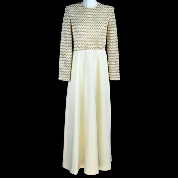 R&K KNITS Vintage Maxi Dress Small 4-6 Romantic Retro Mod Princess 1960's Gown - Picture 1 of 12